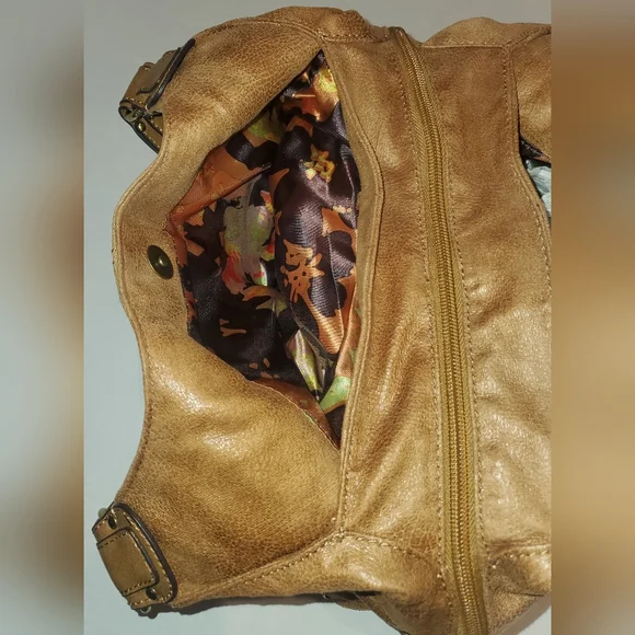 Tignanello Leather Satchel Handbag Cognac Color - Picture 7 of 17